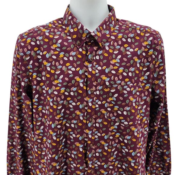 NEW Paisley & Gray Mens Large 17 Shirt Slim Fit Winery Leaf Pattern Button - Picture 2 of 11